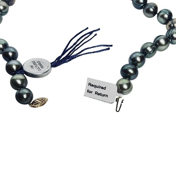 Peacock Green Baroque Pearl Necklace With 14k Gold Clasp (6025) - Picture 10 of 11